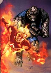   Represente : La Torche Humaine, La Chose  Fantastic Four - Collection : 100% Marvel Auteur : Salvador Larroca 2186x1533