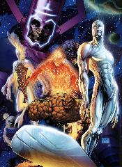   Represente : La Chose,, Le Surfer D'argent, La Torche Humaine, Galactus, La Planete Vivante  Fantastic Four - Collection : 100% Marvel Auteur : Michael Turner 2150x1569